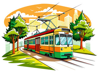 Naklejka premium Highly detailed vector of a tram.