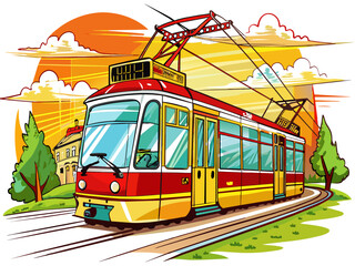 Naklejka premium Highly detailed vector of a tram.