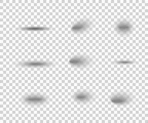 Vector shadows isolated. Set of shadow effects on a transparent background. Collection of vector drop shadows of wall and floor. You can use them in your illustrations.
