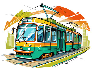 Highly detailed vector of a tram.