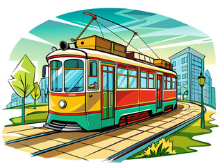Highly detailed vector of a tram.