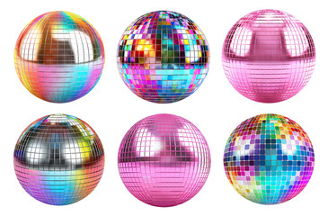 Set of shiny disco mirror balls, cut out