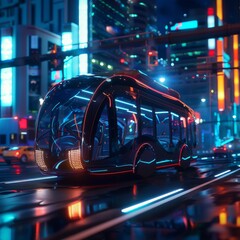 Electric autonomous bus in a smart city, 4K