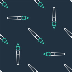 Line Paint brush icon isolated seamless pattern on black background. Vector