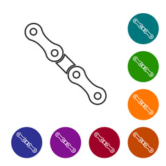 Black line Car chain icon isolated on white background. Set icons in color circle buttons. Vector