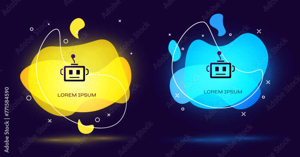 Poster black artificial intelligence robot icon isolated on black background. machine learning, cloud compu