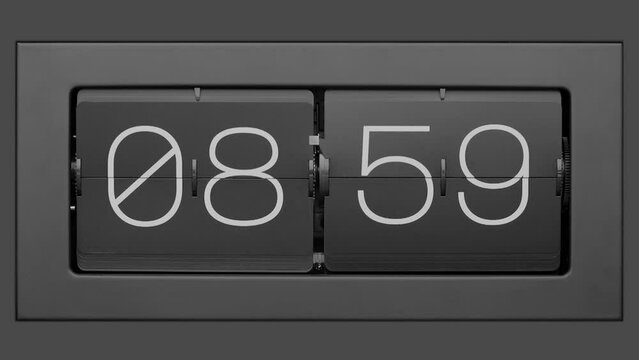 Retro flip clock changing from 08:59 to 09:00