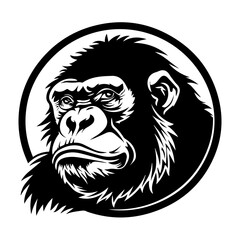 Funky ape logo vector black and white simple sillouette