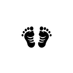 Simple black silhouette SVG of baby feets, white background 