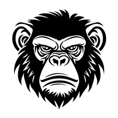 Funky ape logo vector black and white simple sillouette