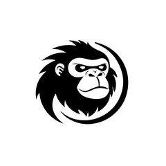 Funky ape logo vector black and white simple sillouette