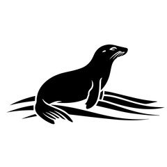 Simple black silhouette SVG of a seal, white background 