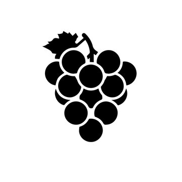 Simple black silhouette SVG of a grape, white background 