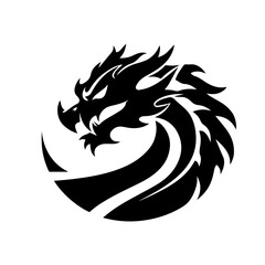 Simple black silhouette SVG of a viking dragon, white background 
