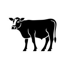 A black cow logo on a white background, silhouette SVG