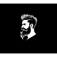 Barber, white silhouette on black background