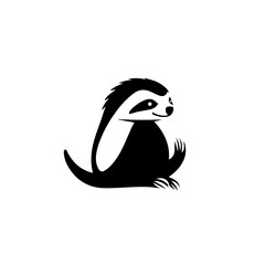 A simple minimal logo of a sloth, vector, cutout, black and white, white background