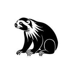 Simple black silhouette on white background featuring a charming sloth