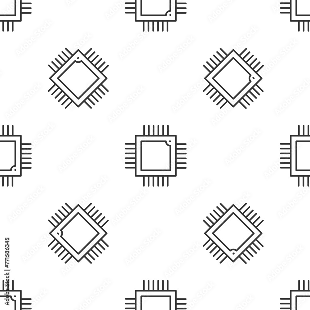 Poster black computer processor with microcircuits cpu icon isolated on white background. chip or cpu with 