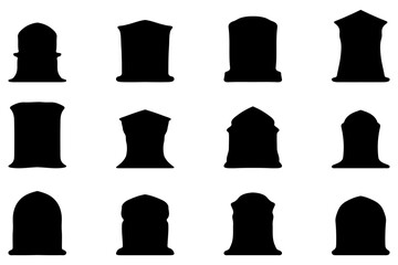 Simple silhouette of headstone icon set - obrazy, fototapety, plakaty