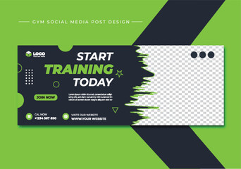 Gym, fitness, and sports social media post template design. Usable for social media, banner, and website.