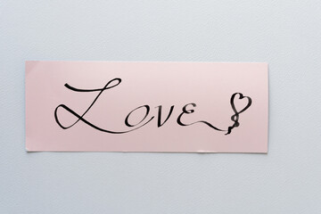 note with love and heart