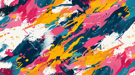 Cheerful abstract pattern, vibrant cute colors, dynamic splatters, lively artistic feel