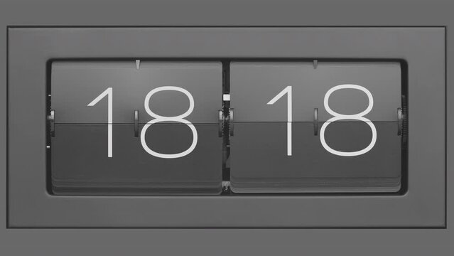 Retro flip clock changing from 18:17 to 18:18