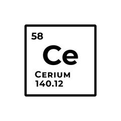 Cerium, chemical element of the periodic table graphic design