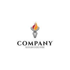 Torch minimalist line art logo design.