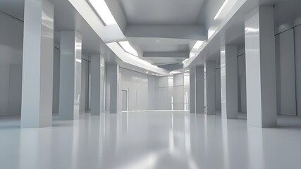 abstract white background architecture glossy room 3d render illustration Generative AI