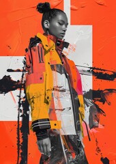 Abstract artistic female collage illustration. Trendy fashion collage - 771587918