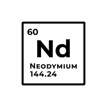 Neodymium, chemical element of the periodic table graphic design
