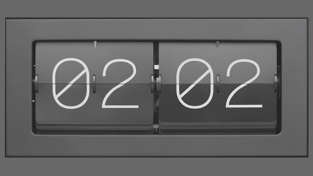 Retro flip clock changing from 02:01 to 02:02