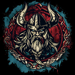 A Legendary Fantasy logo or emblem with an Old Norse Viking Theme