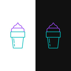 Line Ice cream icon isolated on white and black background. Sweet symbol. Colorful outline concept. Vector