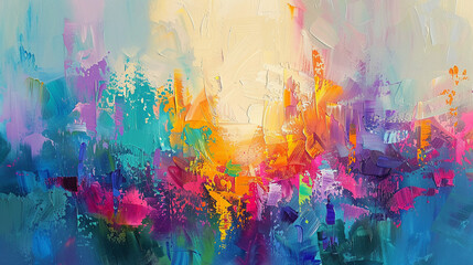 Obraz na płótnie Canvas Delightful abstract scene, cute colors blending, joyful and vibrant, soft textured look