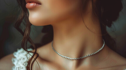 Fashion-forward girl, cool custom necklace adorning her neck, beauty and style merge