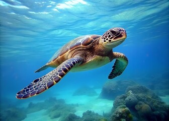 Fototapeta premium sea turtle swimming
