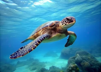 Fotobehang sea turtle swimming © Tom