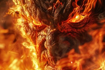 demon creature amidst flames - obrazy, fototapety, plakaty