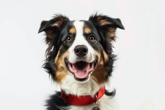 dog wearing dog medal Isolated on white background