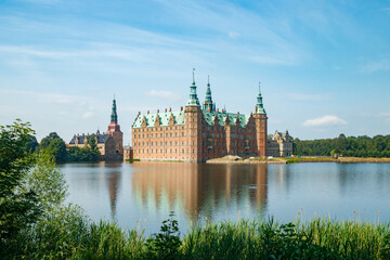 View of Frederiksborg castle in Hillerod, Denmark