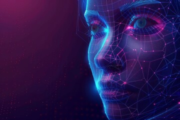 Facial Recognition System: Cyber Women, Robot Face, Biometric Scanning, and 3D Scanning, generatgive ai