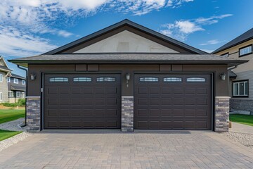 Garage door with a driveway in front
