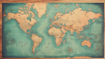 Vintage map of the world, edges with room for copy