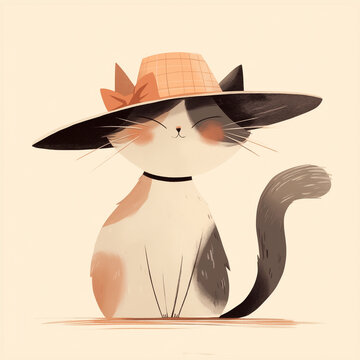 recommend clip art: sweet little cat smiling, wearing a hat