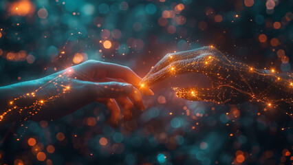 Digital Connection Sparking Between Human and Technology