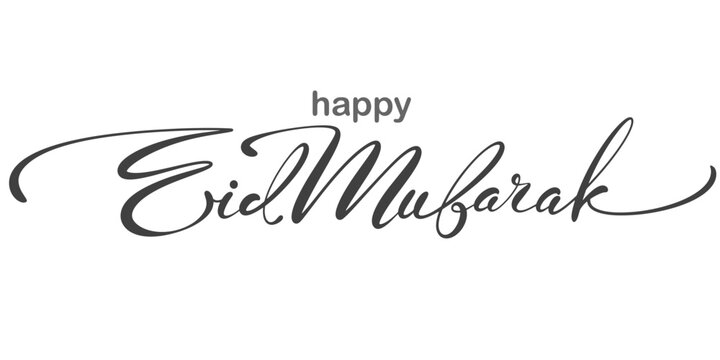 eid mubarak letter calligraphy banner, eid mubarak hand drawn text lettering vector eps