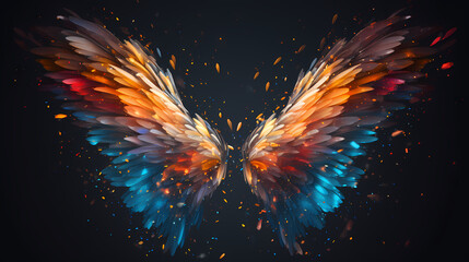 abstract glowing wings - obrazy, fototapety, plakaty